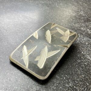 Silver-Tone Distressed Black Metal Belt Buckle